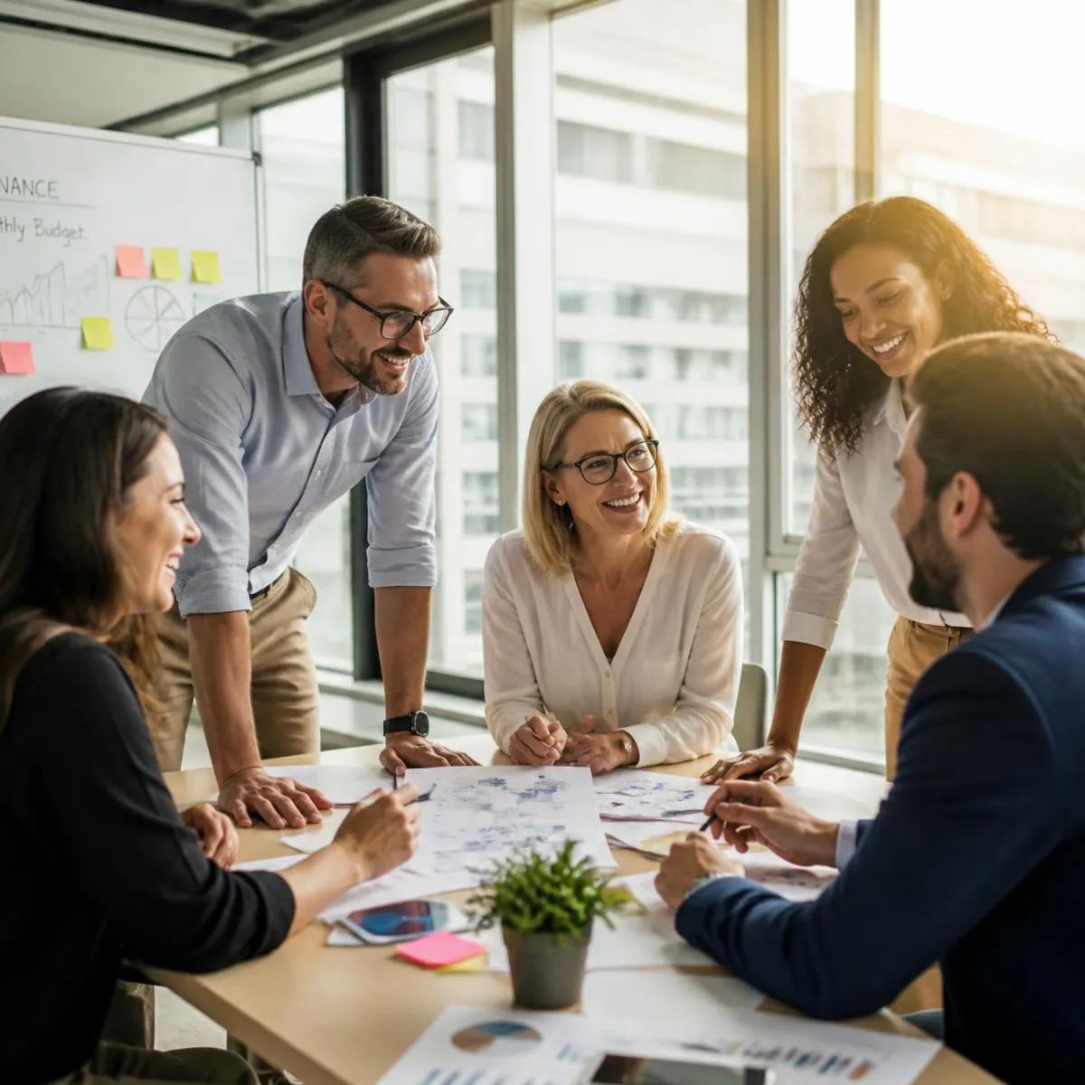 PeoplePro finance specialists collaborating in the office